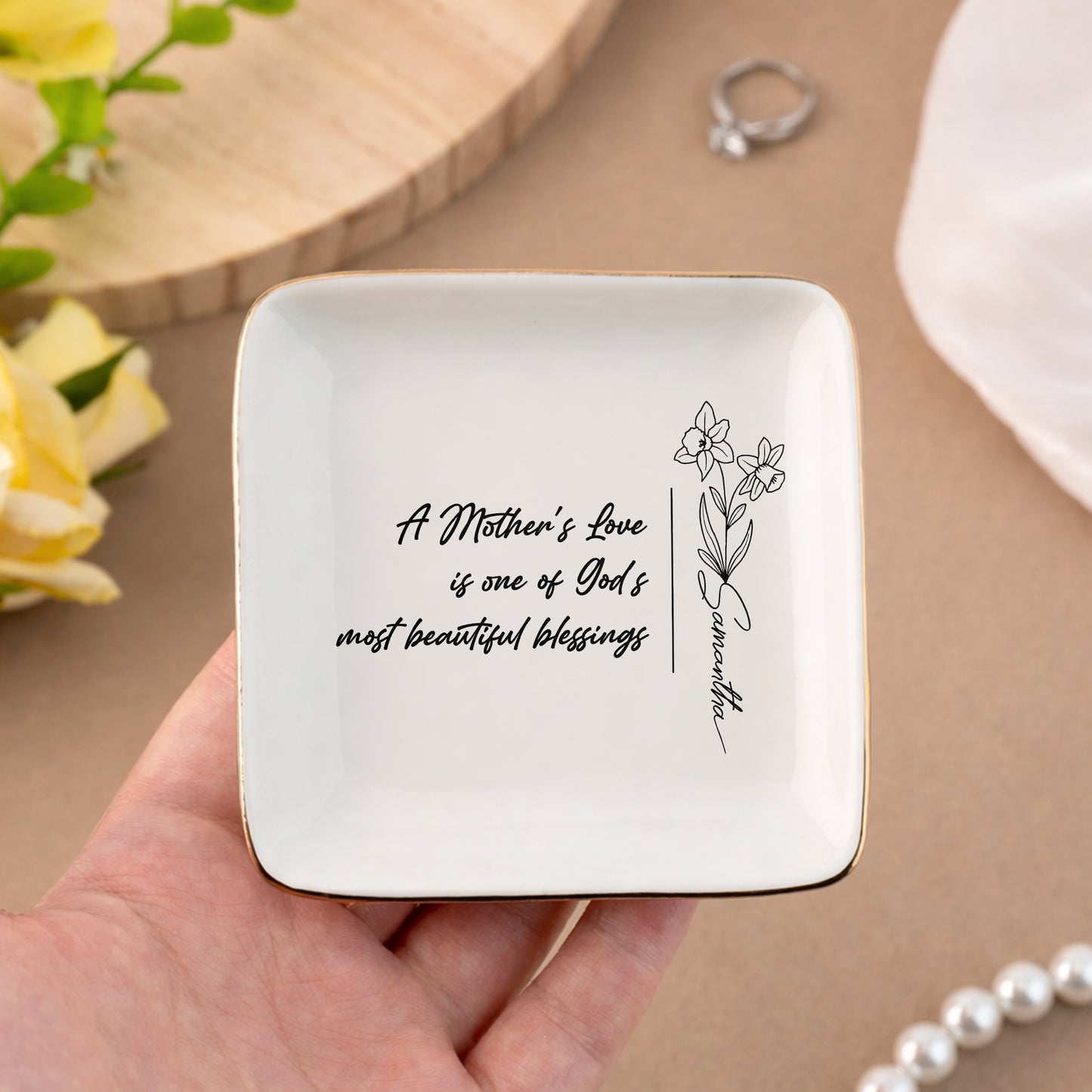 A Mother's Love Is One Of God's Most Beautiful Blessings Ceramic Jewelry Tray