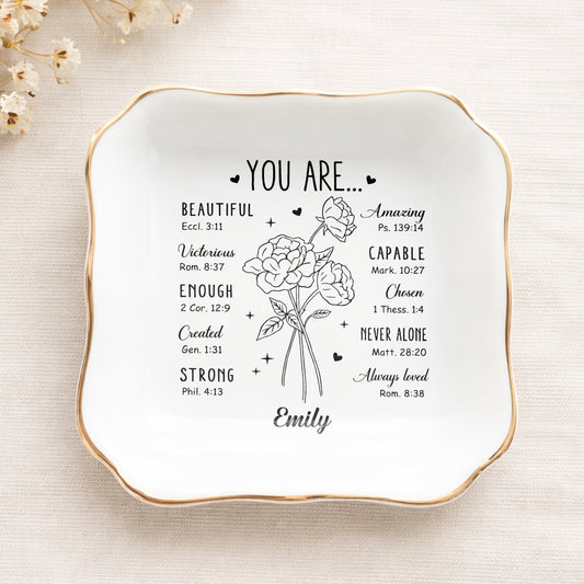 Christian Identity Jewelry Tray, You Are... Beautiful Ceramic Jewelry Tray