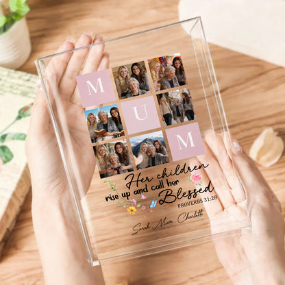 Blessed Mother Proverbs 31 Gift, Her Children Rise Up And Call Her Blessed Acrylic Book Vase