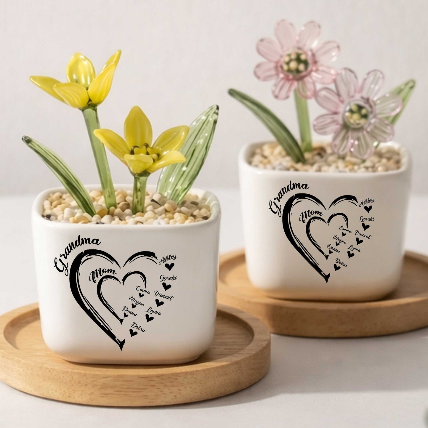 Generational Love Blooms Features Grandma, Birth Month Glass Flower Pot