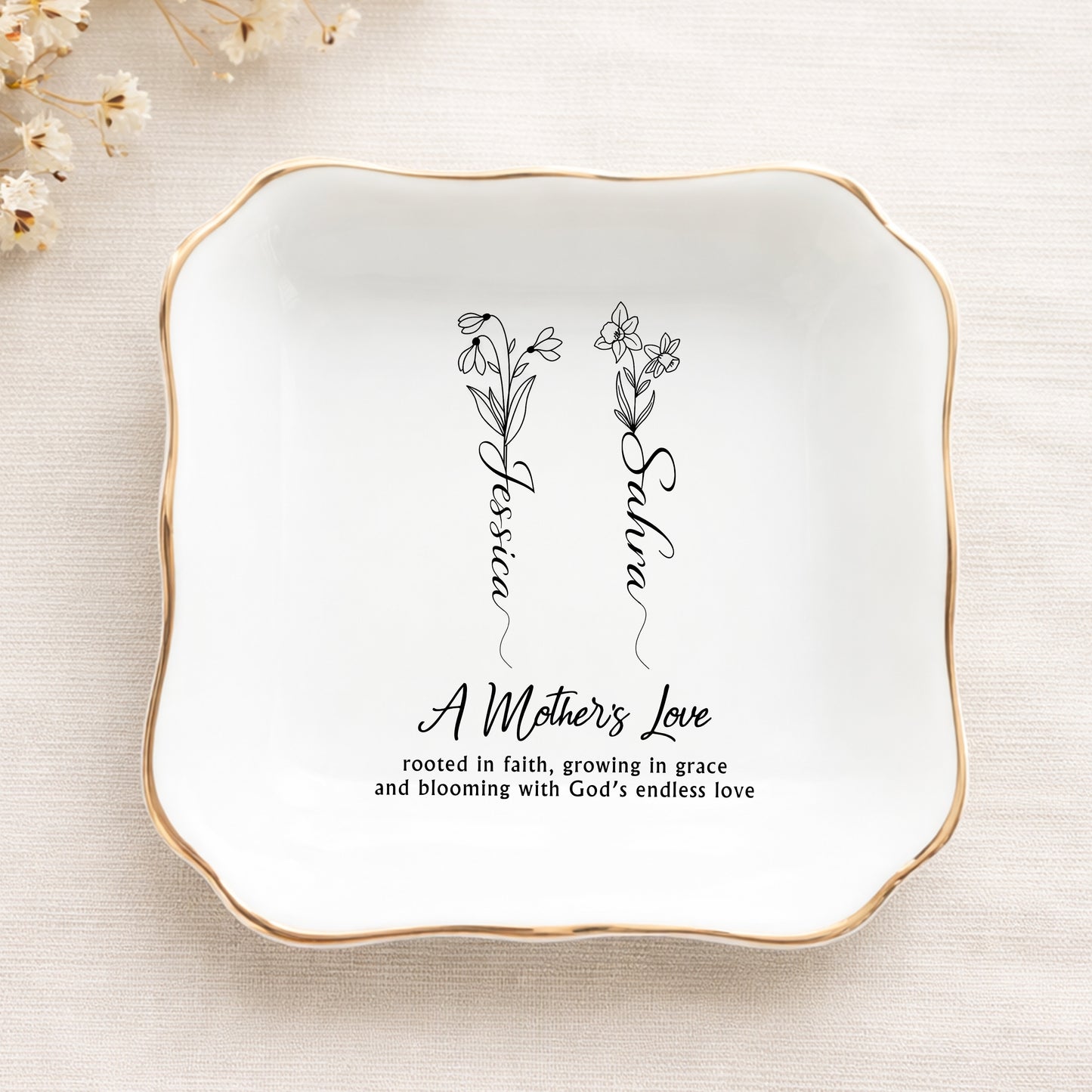 A Mother's Love Keepsake Dish, A Mother's Love Rooted In Faith, Ceramic Jewelry Tray