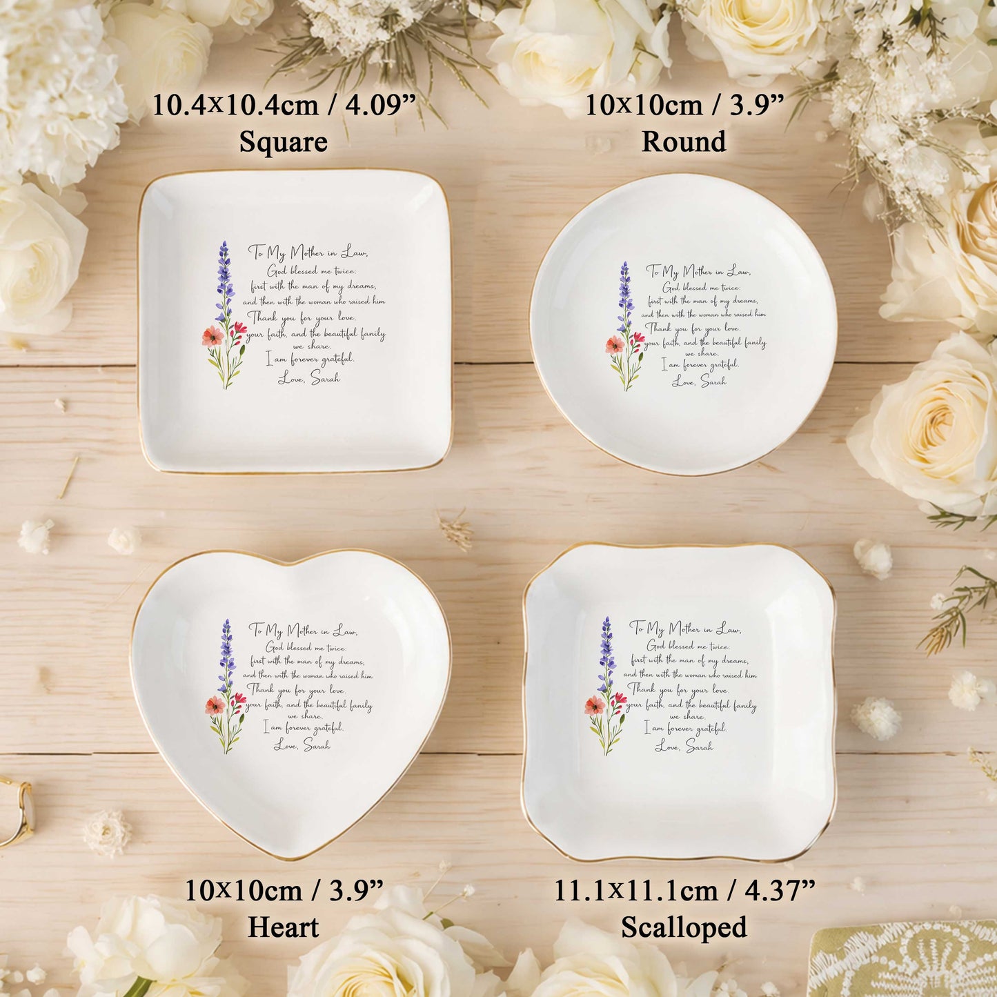 To My Mother In Law, God Blessed Me Twice Ceramic Jewelry Tray