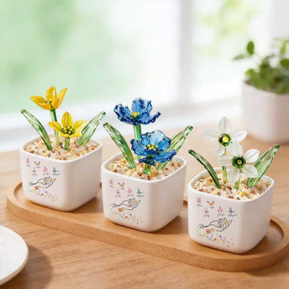 Mom's Eternal Garden Of Love Birth Month Glass Flower Pot