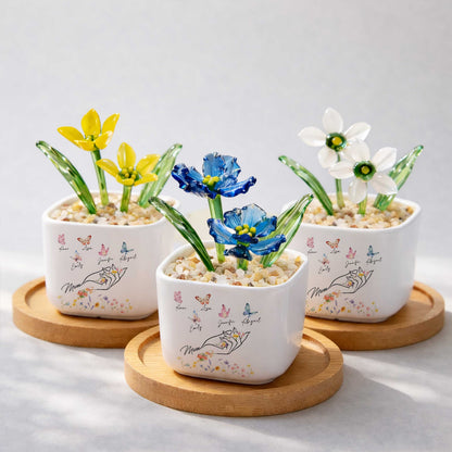 Mom's Eternal Garden Of Love Birth Month Glass Flower Pot
