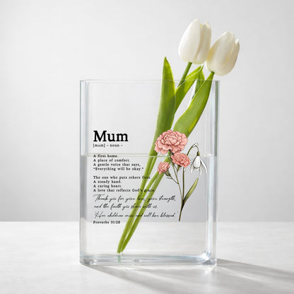 Mum A First Home Her Children Arise And Call Her Blessed Gift Acrylic Book Vase