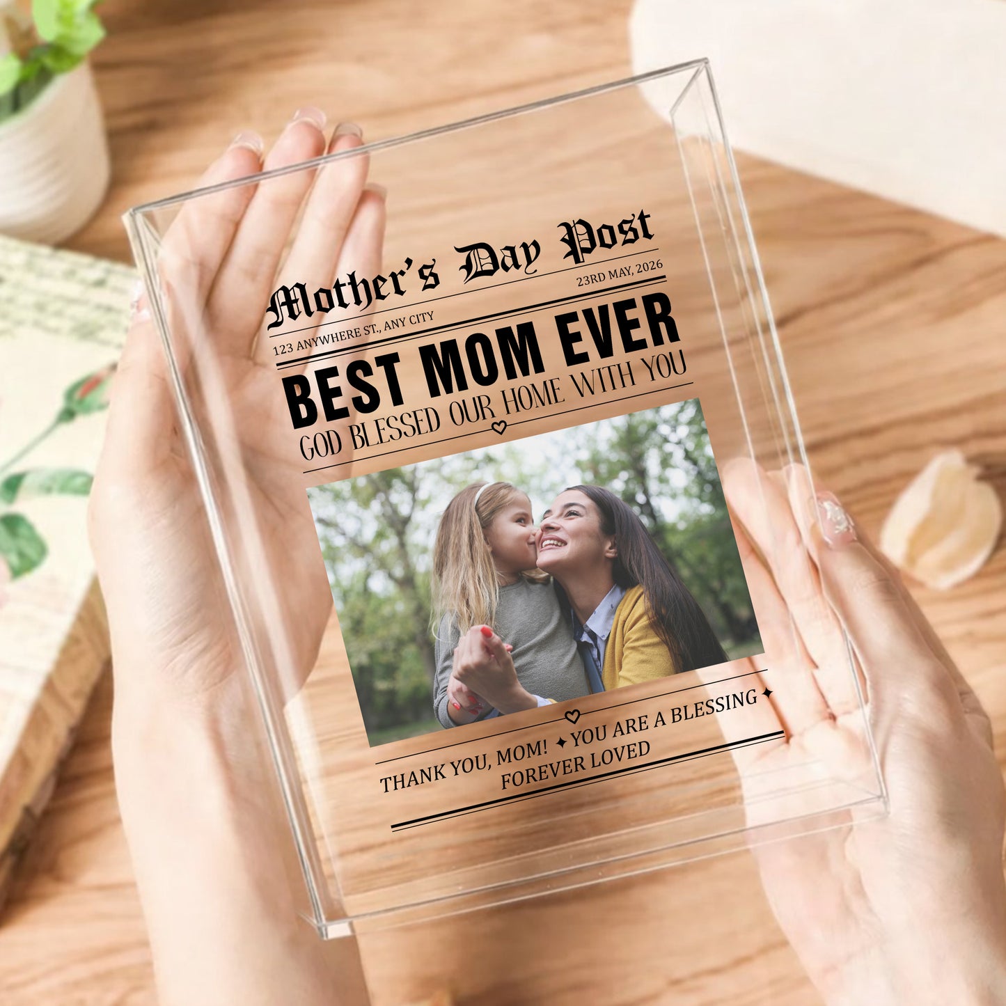 Mother's Day Post Best Mom Ever Gift Acrylic Book Vase