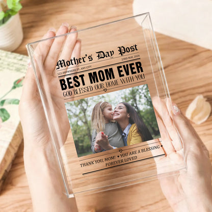 Mother's Day Post Best Mom Ever Gift Acrylic Book Vase