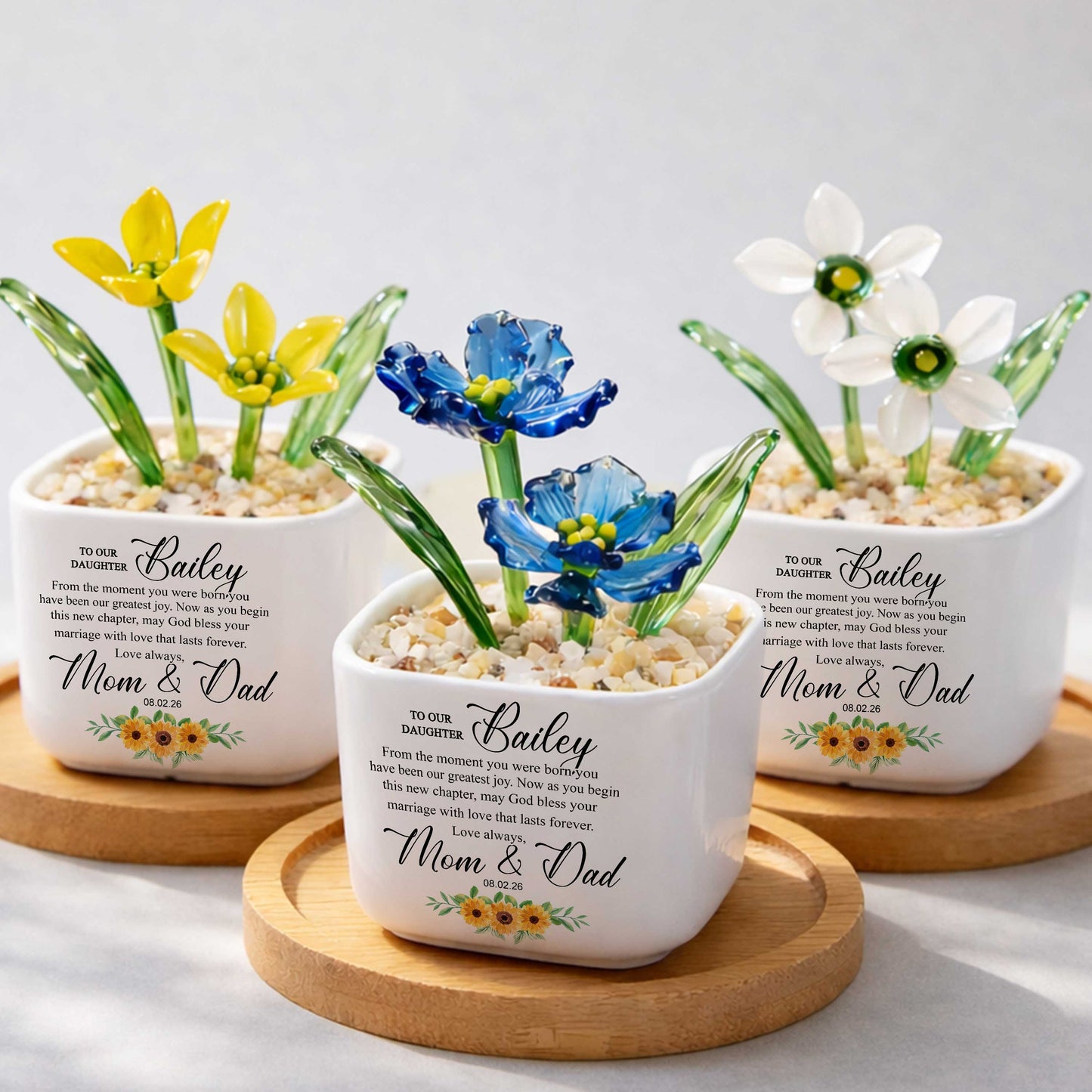 To Our Daughter From The Moment You Were Born Birth Month Glass Flower Pot