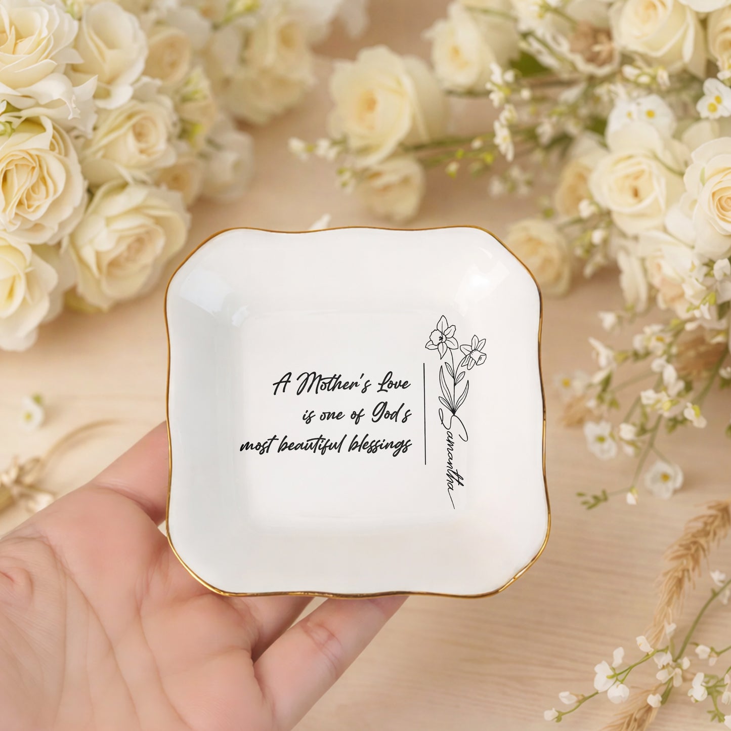 A Mother's Love Is One Of God's Most Beautiful Blessings Ceramic Jewelry Tray