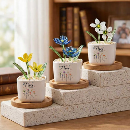 God Blessed Me With A Nana Like You Birth Month Glass Flower Pot