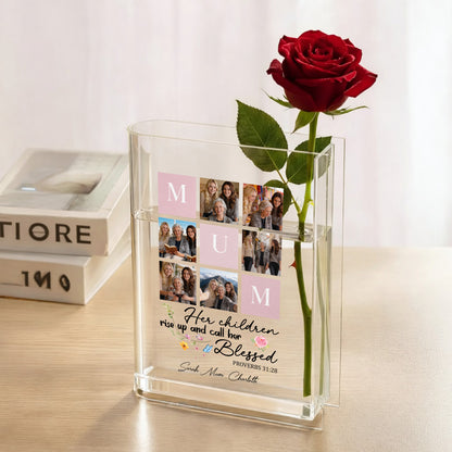 Blessed Mother Proverbs 31 Gift, Her Children Rise Up And Call Her Blessed Acrylic Book Vase