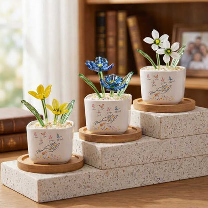 Mom's Eternal Garden Of Love Birth Month Glass Flower Pot