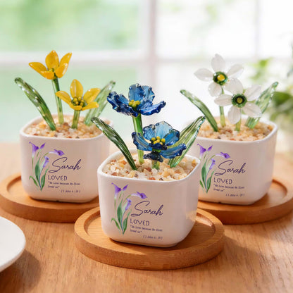 Sarah Loved We Love Because He First Loved Us Birth Month Glass Flowerpot