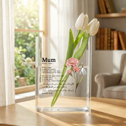 Mum A First Home Her Children Arise And Call Her Blessed Gift Acrylic Book Vase