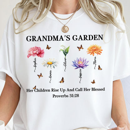 Grandma's Garden Her Children Rise Up And Call Her Blessed T-Shirt