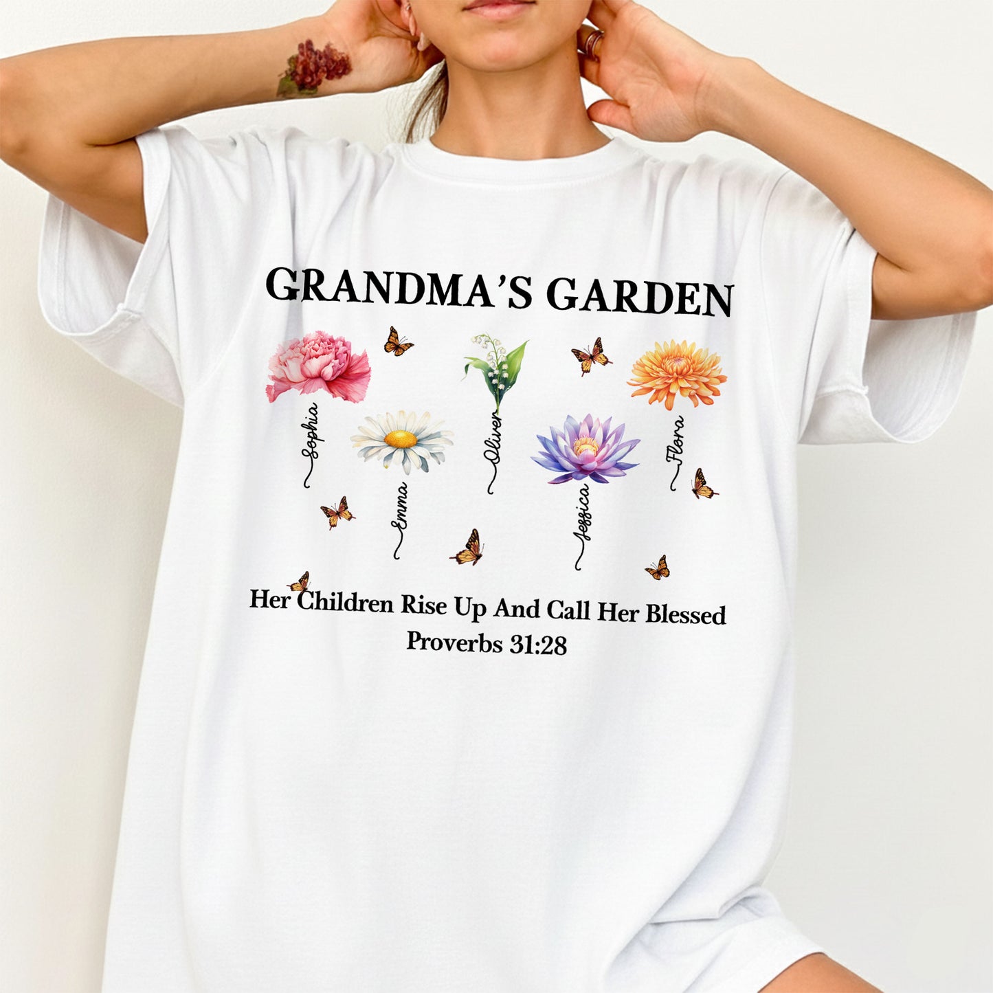 Grandma's Garden Her Children Rise Up And Call Her Blessed T-Shirt