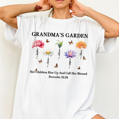 Grandma's Garden Her Children Rise Up And Call Her Blessed T-Shirt