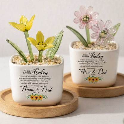To Our Daughter From The Moment You Were Born Birth Month Glass Flower Pot