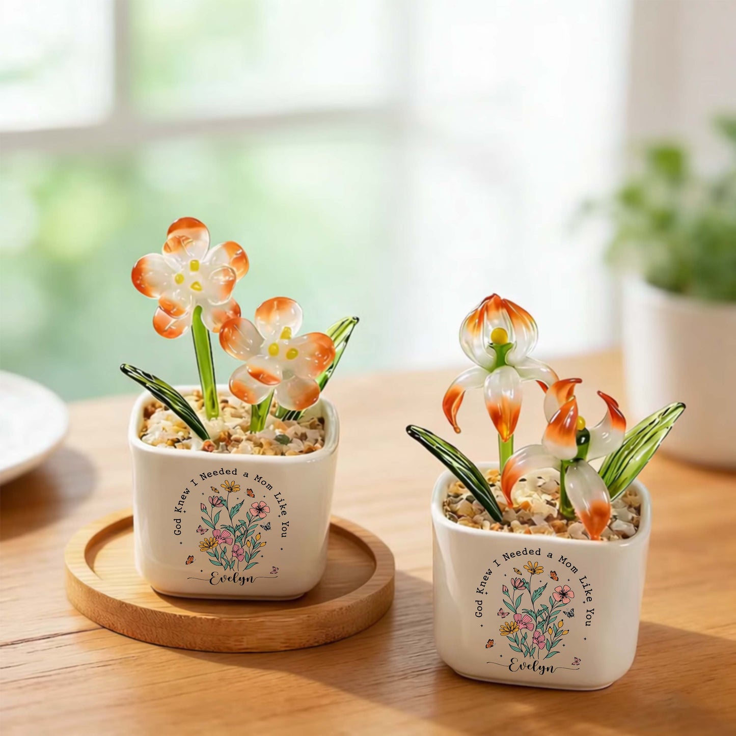 God Knew I Needed A Mom Like You Birth Month Glass Flower Pot