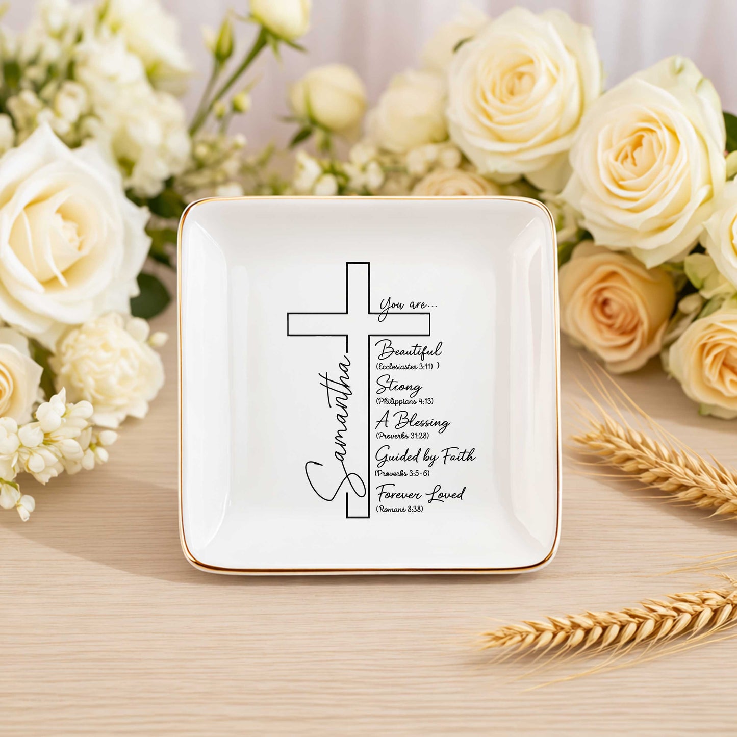 You Are... Beautiful, Strong, A Blessing, Guided By Faith, Forever Loved Ceramic Jewelry Tray