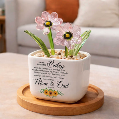 To Our Daughter From The Moment You Were Born Birth Month Glass Flower Pot