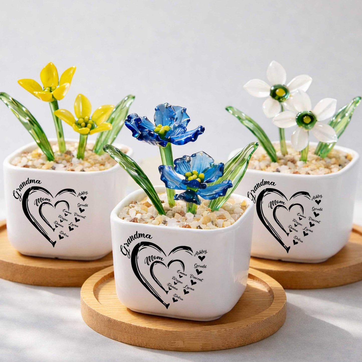 Generational Love Blooms Features Grandma, Birth Month Glass Flower Pot
