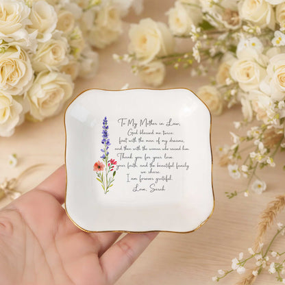 To My Mother In Law, God Blessed Me Twice Ceramic Jewelry Tray