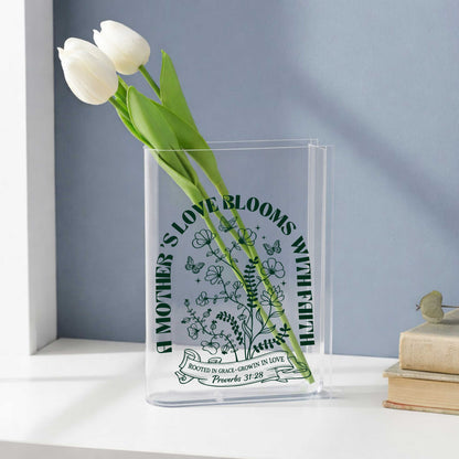 A Mother's Love Blooms With Faith Acrylic Vase Acrylic Book Vase