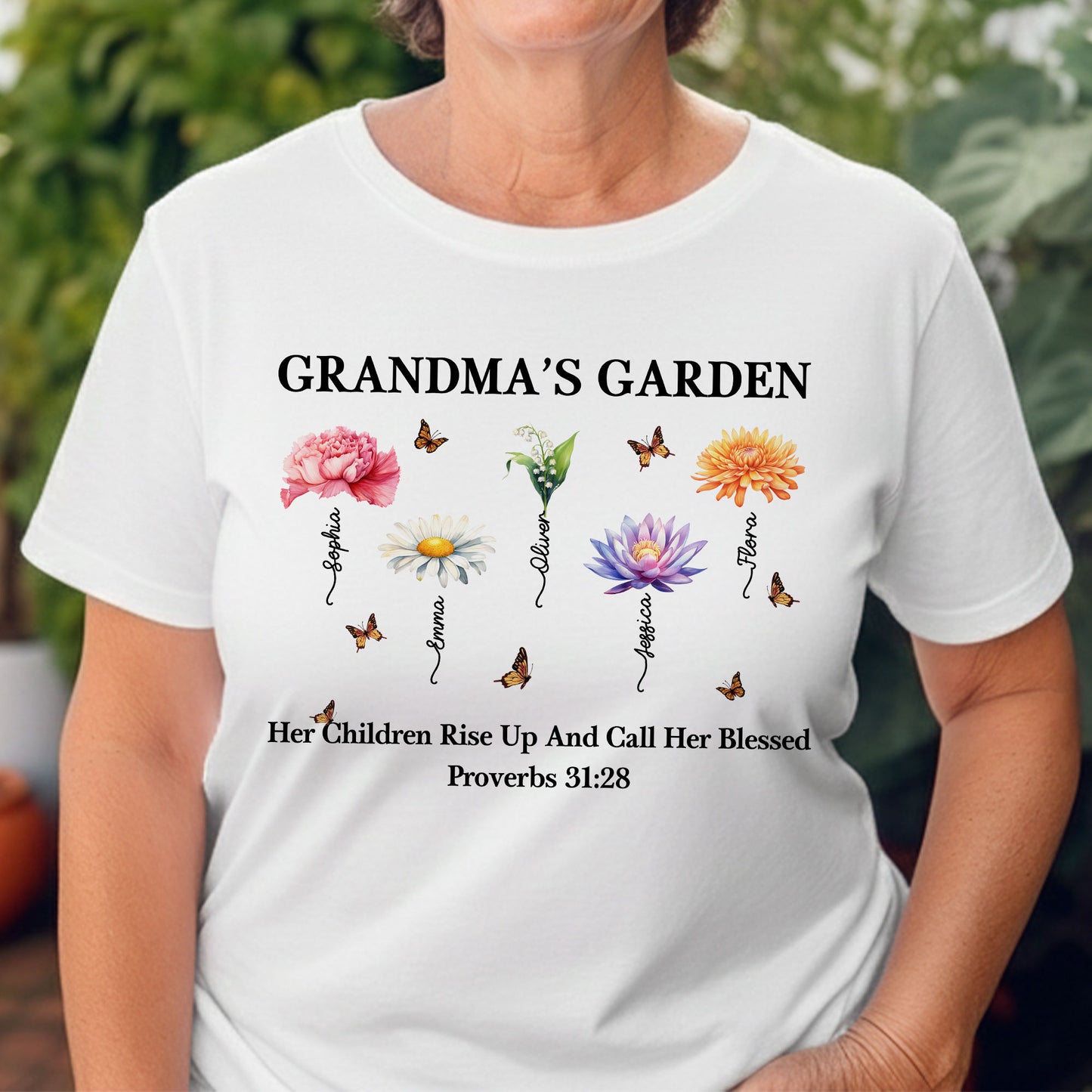 Grandma's Garden Her Children Rise Up And Call Her Blessed T-Shirt