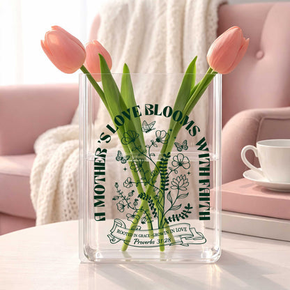 A Mother's Love Blooms With Faith Acrylic Vase Acrylic Book Vase