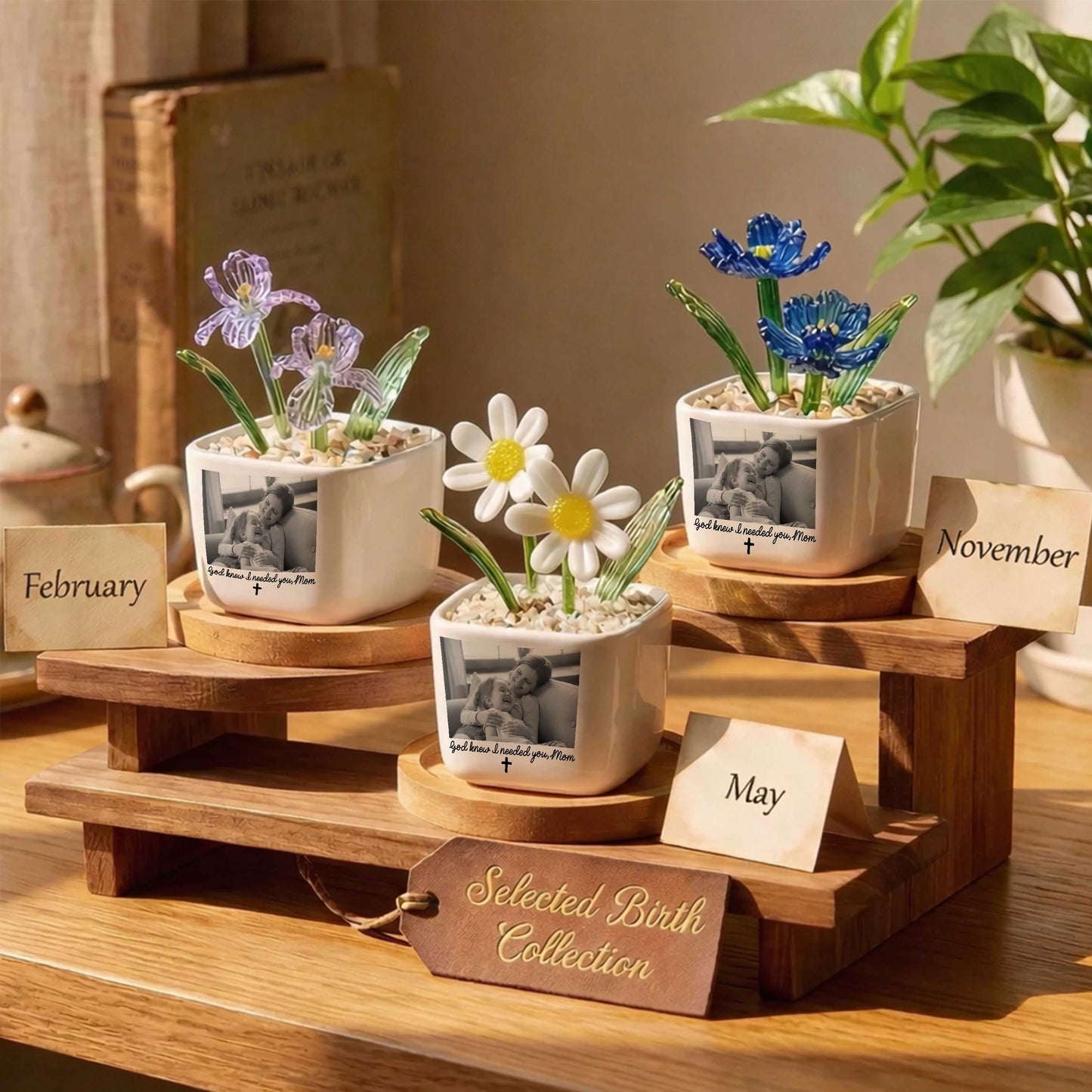God Knew I Needed You, Mom Birth Month Glass Flower Pot