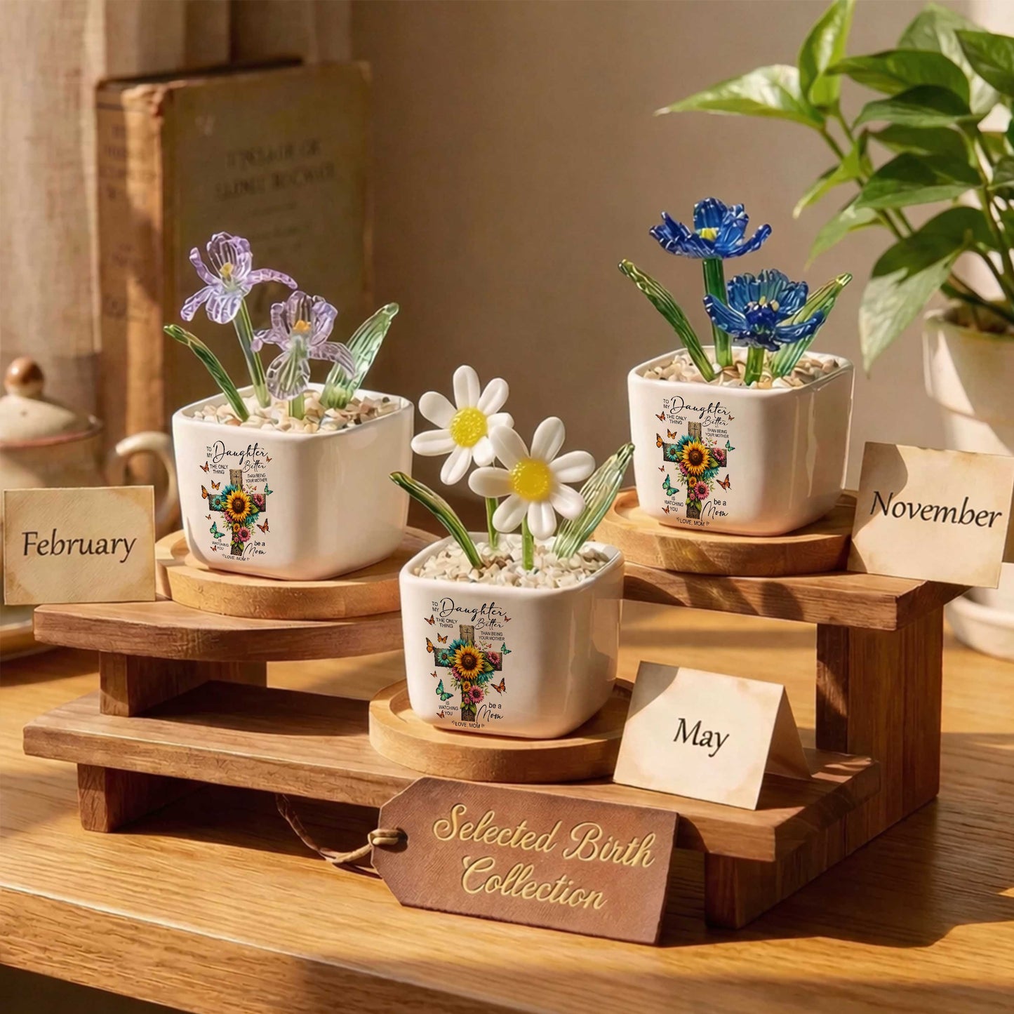 To My Daughter The Only Thing Better Than Being Your Mother Birth Month Glass Flower Pot