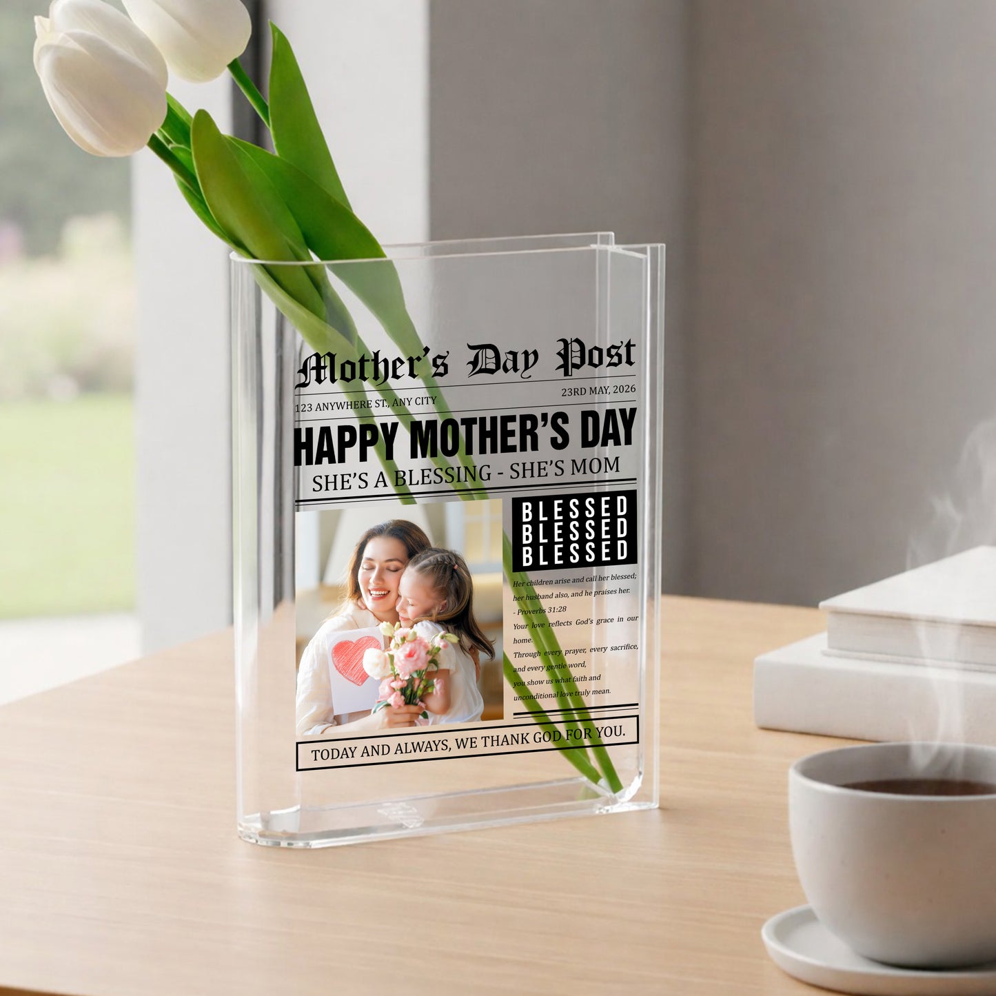 Mother's Day Post Happy Mother's Day Gift Acrylic Book Vase