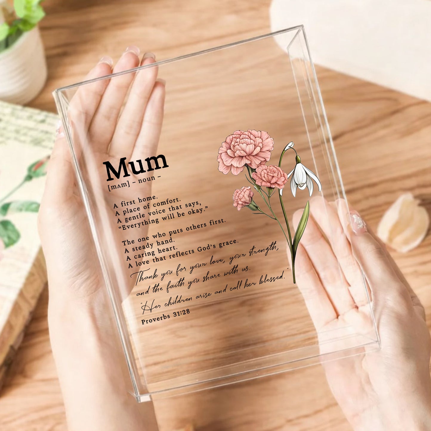 Mum A First Home Her Children Arise And Call Her Blessed Gift Acrylic Book Vase