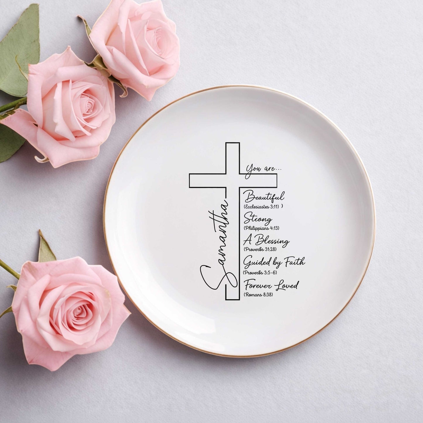You Are... Beautiful, Strong, A Blessing, Guided By Faith, Forever Loved Ceramic Jewelry Tray
