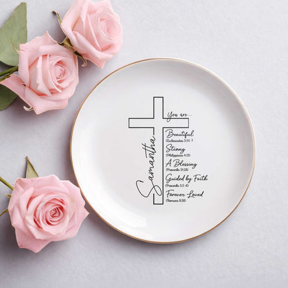 You Are... Beautiful, Strong, A Blessing, Guided By Faith, Forever Loved Ceramic Jewelry Tray