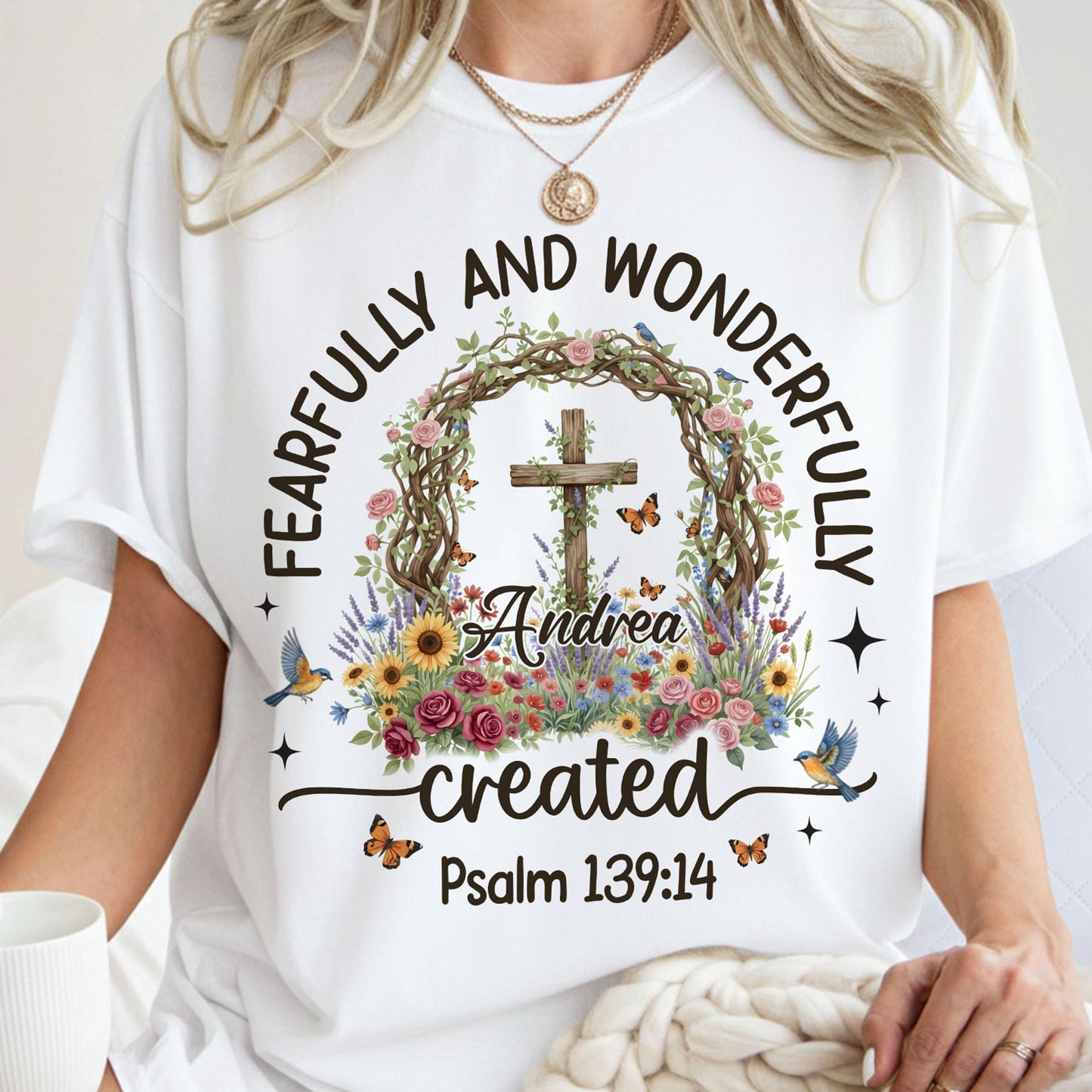 Fearfully And Wonderfully Created Psalm 139:14 T-Shirt