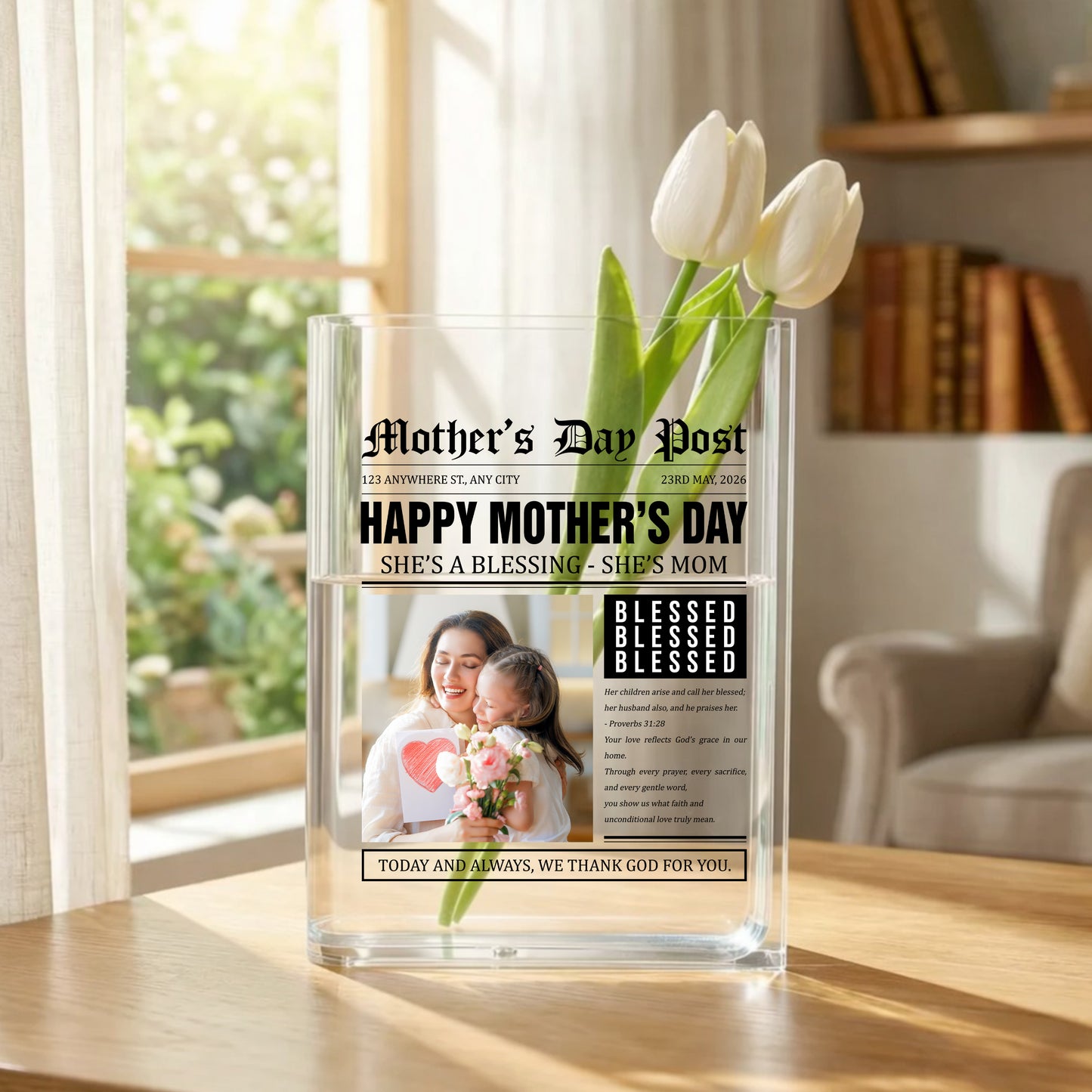 Mother's Day Post Happy Mother's Day Gift Acrylic Book Vase