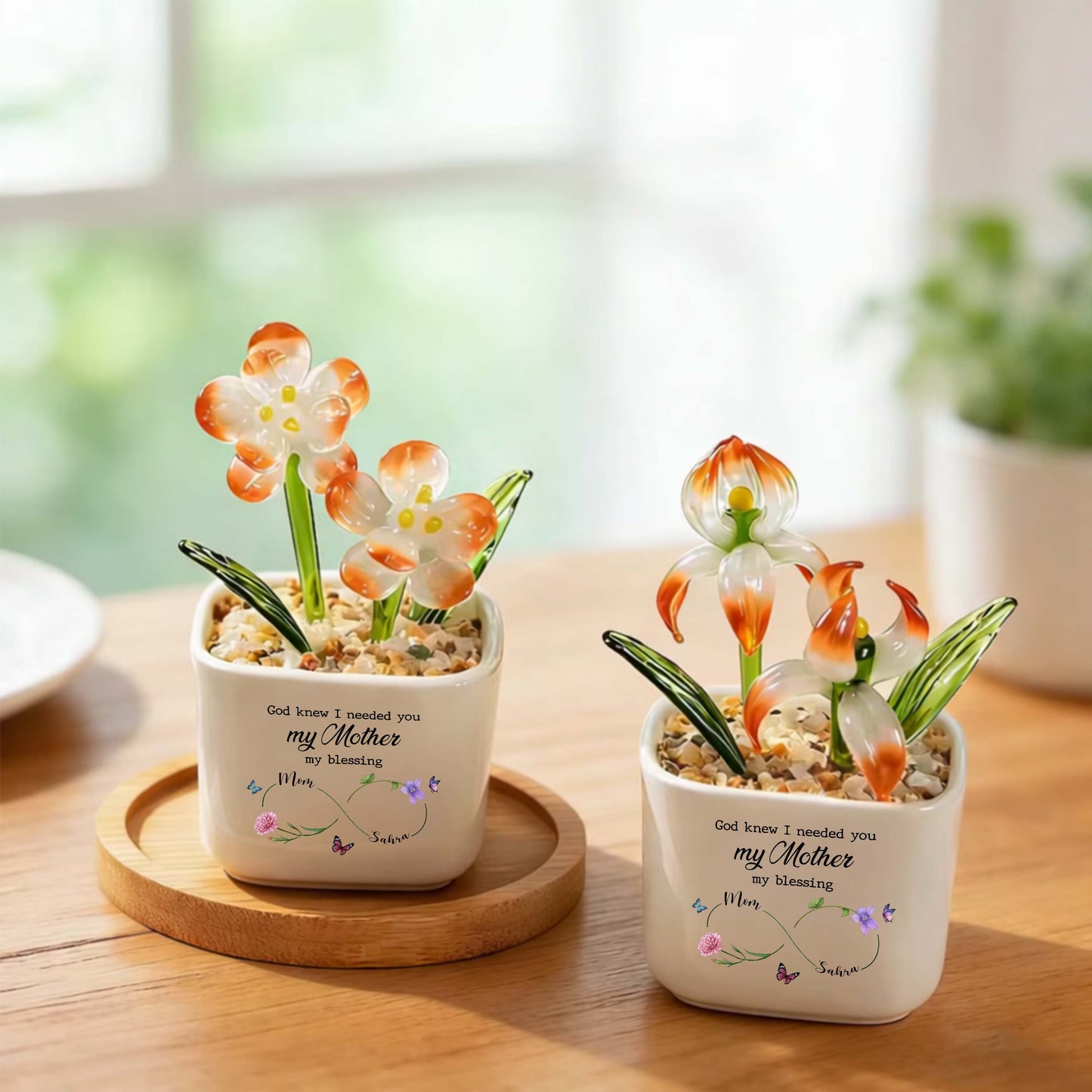 God Knew I Needed You My Mother My Blessing Birth Month Glass Flower Pot