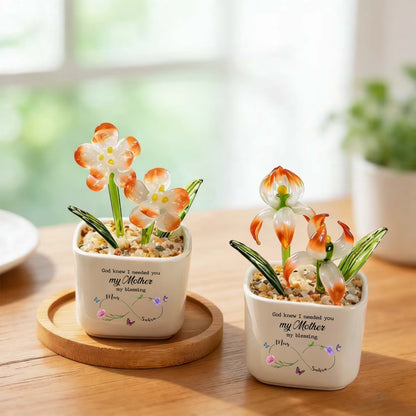 God Knew I Needed You My Mother My Blessing Birth Month Glass Flower Pot