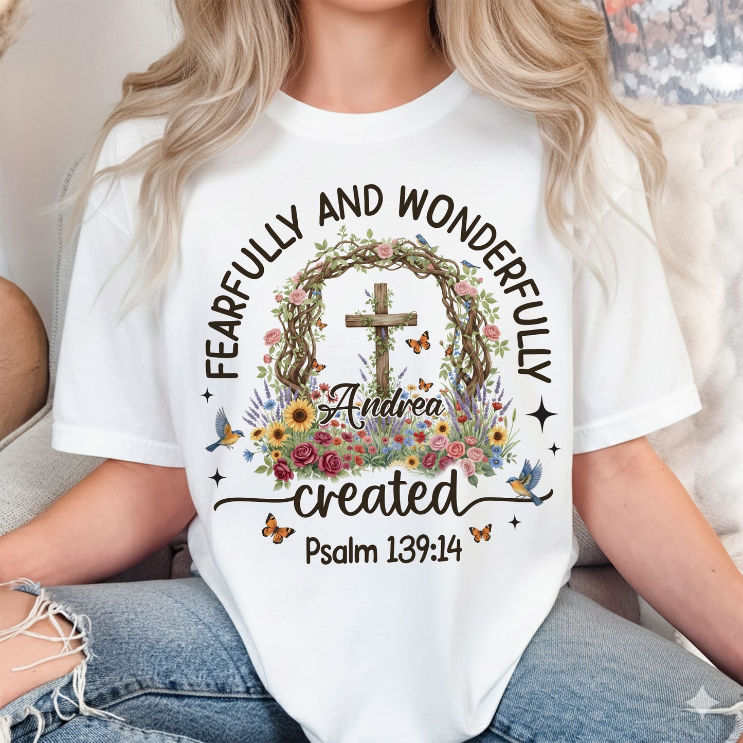 Fearfully And Wonderfully Created Psalm 139:14 T-Shirt