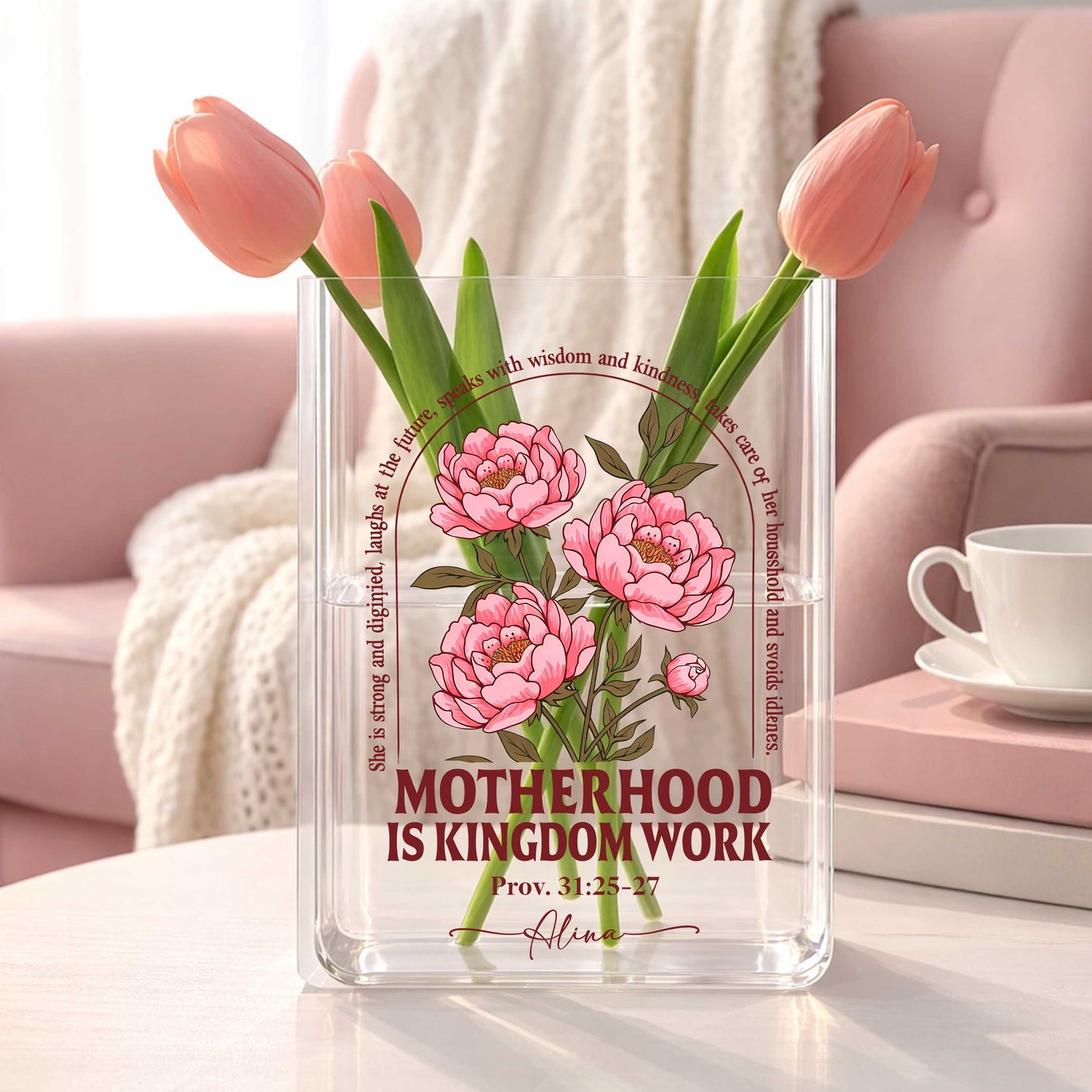 Motherhood Kingdom Work Vase, Acrylic Book Vase