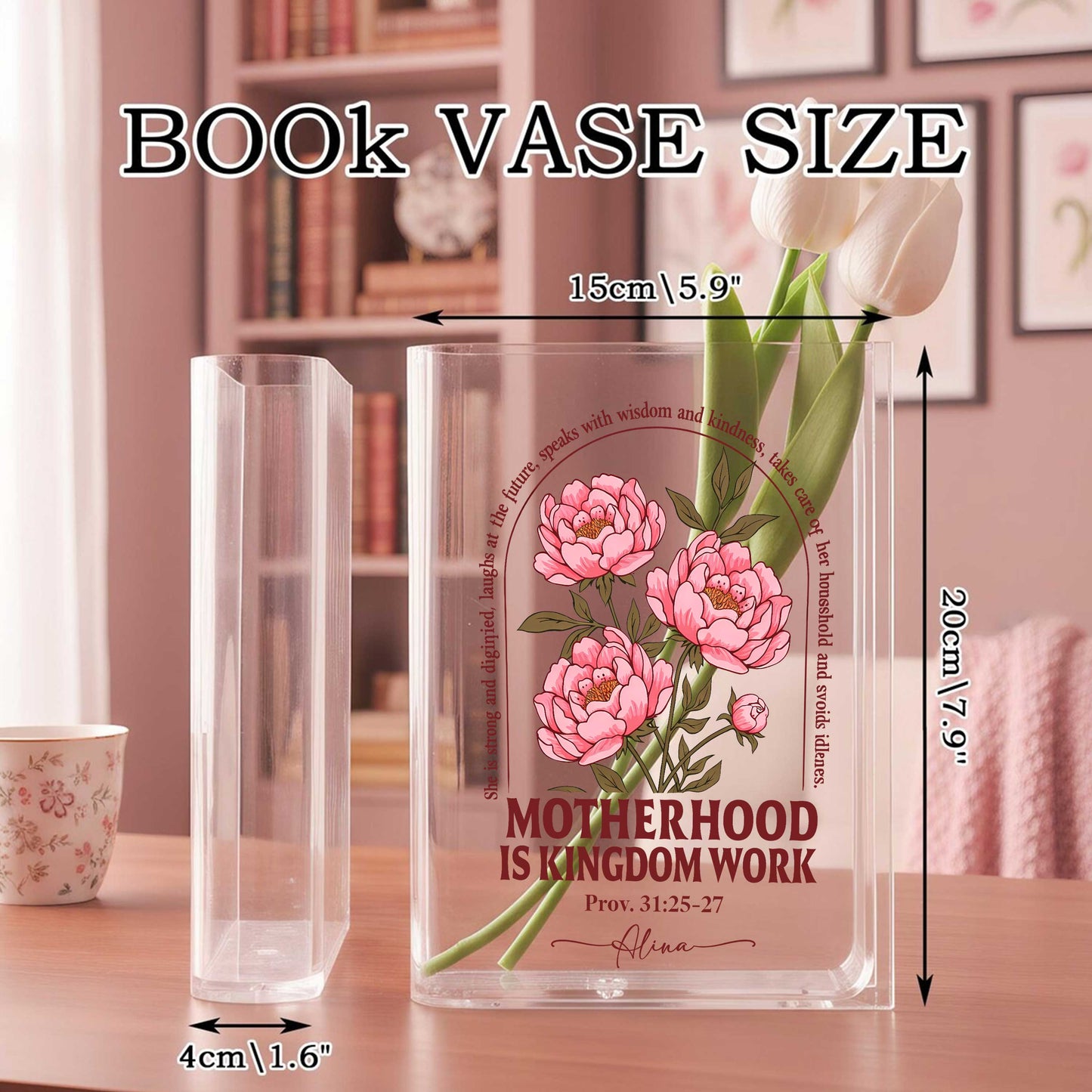 Motherhood Kingdom Work Vase, Acrylic Book Vase